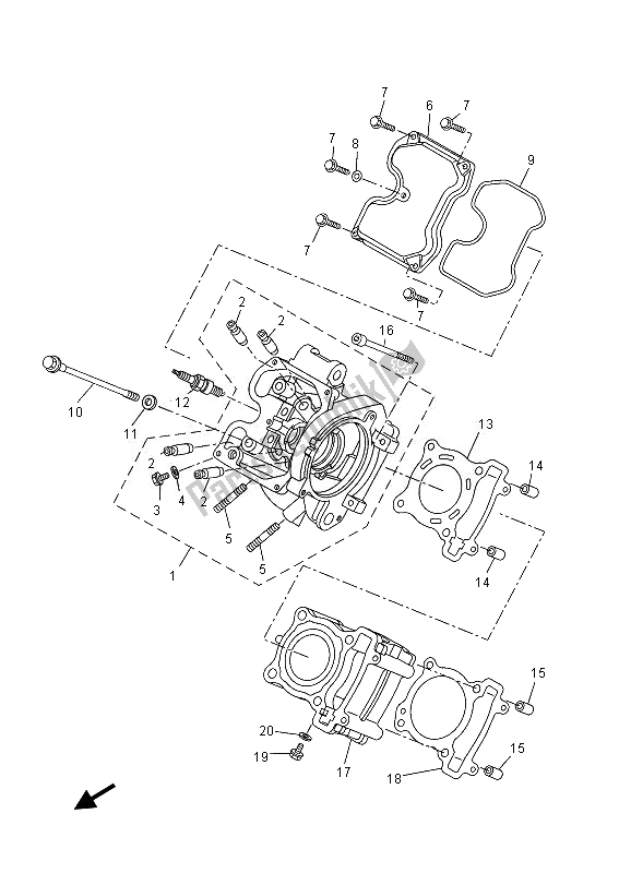 Alle onderdelen voor de Cilinderkop van de Yamaha YZF R 125 2013