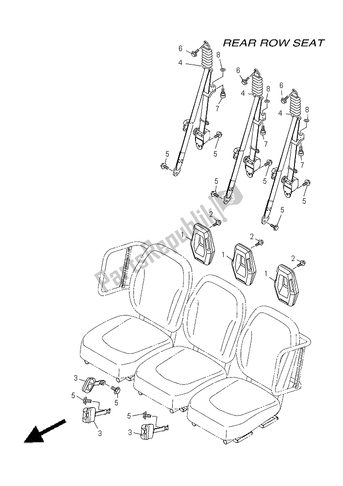 All parts for the Seat 4 of the Yamaha YXC 700E Viking VI EPS 2015