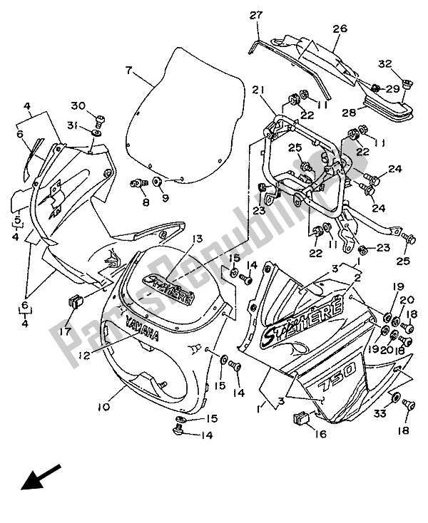 Tutte le parti per il Cowling 1 del Yamaha XTZ 750 Supertenere 1994