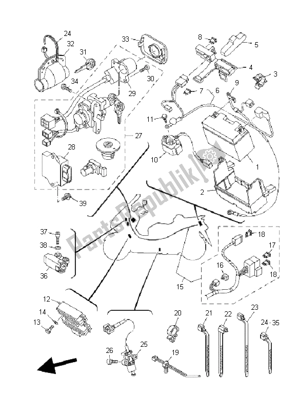 All parts for the Electrical 1 of the Yamaha YP 400 Majesty 2011