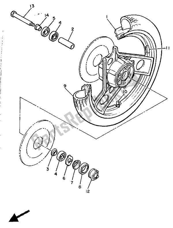 Toutes les pièces pour le Roue Avant du Yamaha XJ 600 1990