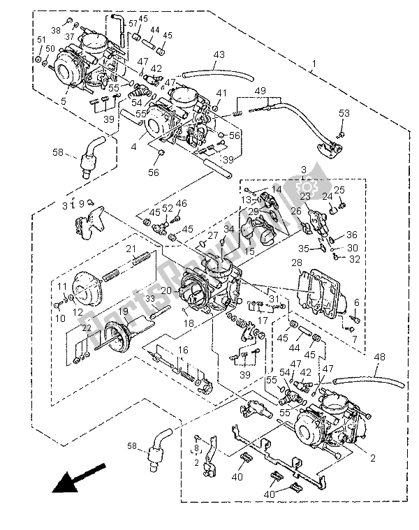Alle onderdelen voor de Alternatieve Carburateur (oostenrijk) van de Yamaha FZR 1000 1995