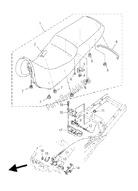 All parts for the Seat of the Yamaha TDM 900A 2008