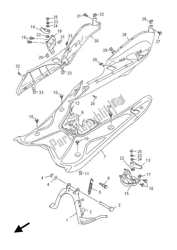 Toutes les pièces pour le Support Et Repose-pieds du Yamaha YN 50F 2013