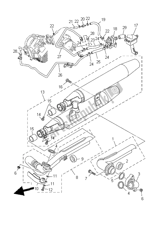 All parts for the Exhaust of the Yamaha XVS 1100 Dragstar 2002