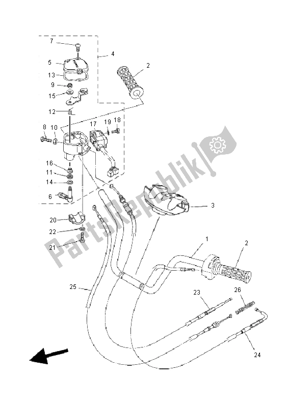 All parts for the Steering Handle & Cable of the Yamaha YFM 450F Grizzly EPS 2011