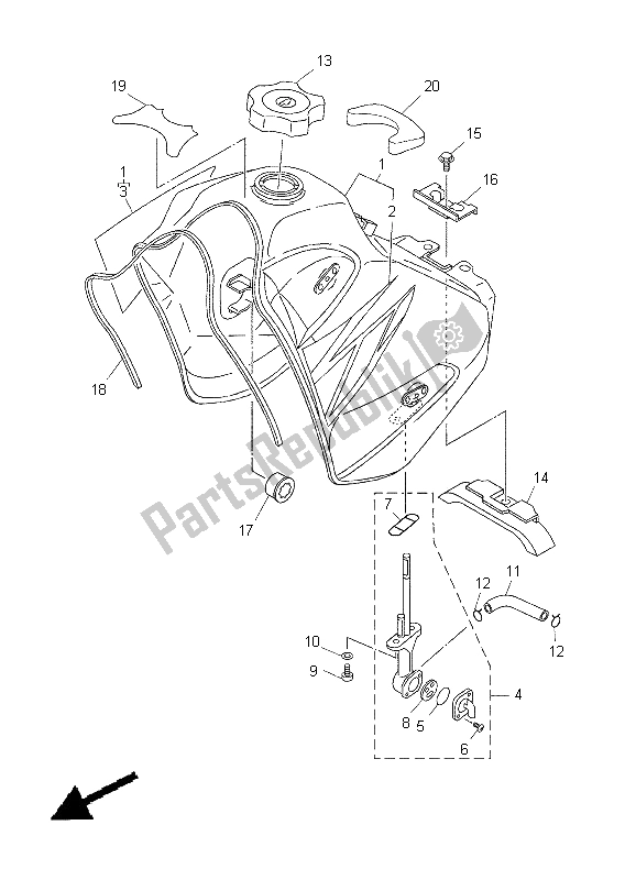 Tutte le parti per il Serbatoio Di Carburante del Yamaha DT 125R 2004