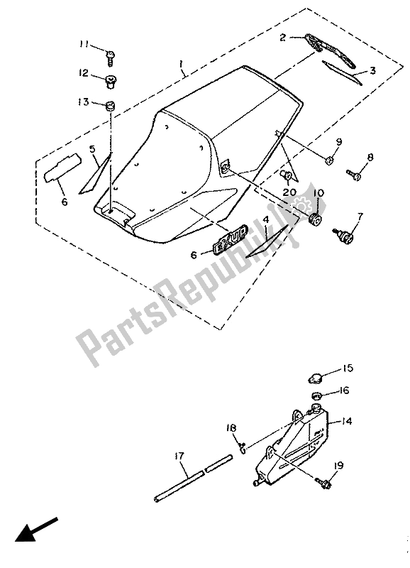 Todas las partes para Tapa Lateral Y Tanque De Aceite de Yamaha FZ 750R 1989