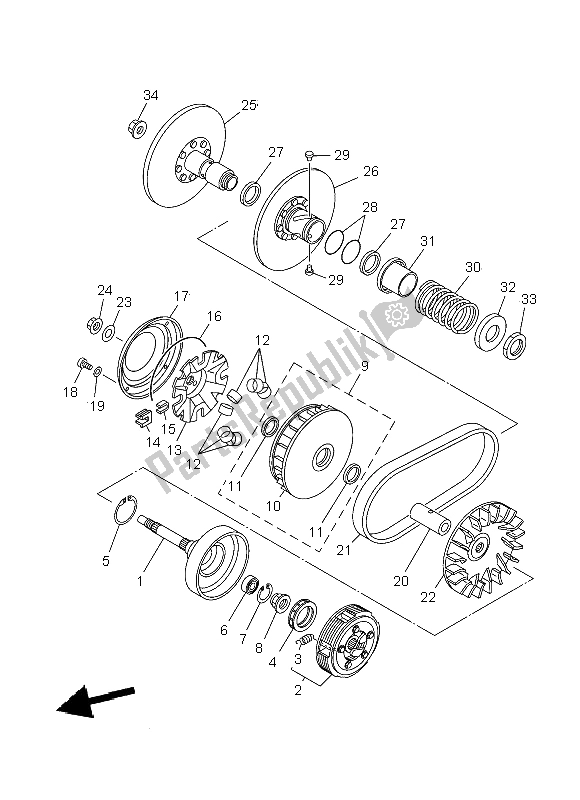 All parts for the Clutch of the Yamaha YFM 450 Fwad IRS Grizzly 4X4 Yamaha Black 2014