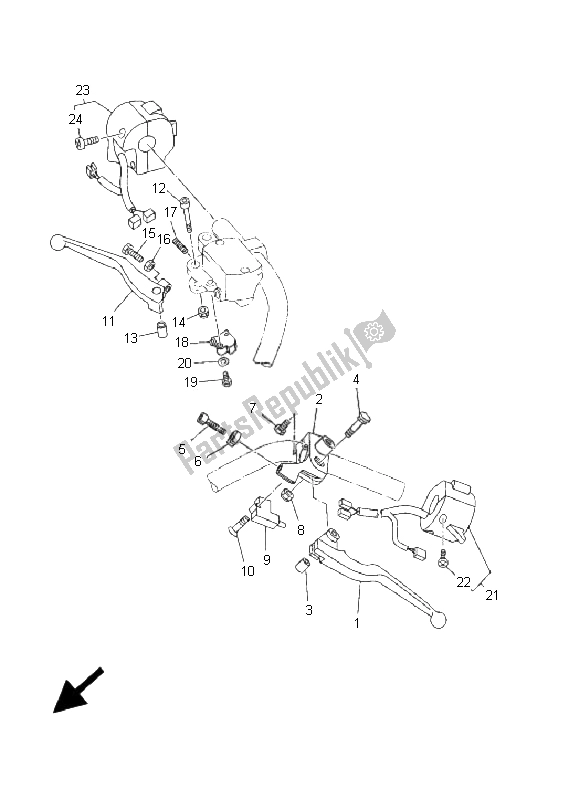 All parts for the Handle Switch & Lever of the Yamaha XVS 650A Dragstar 2001