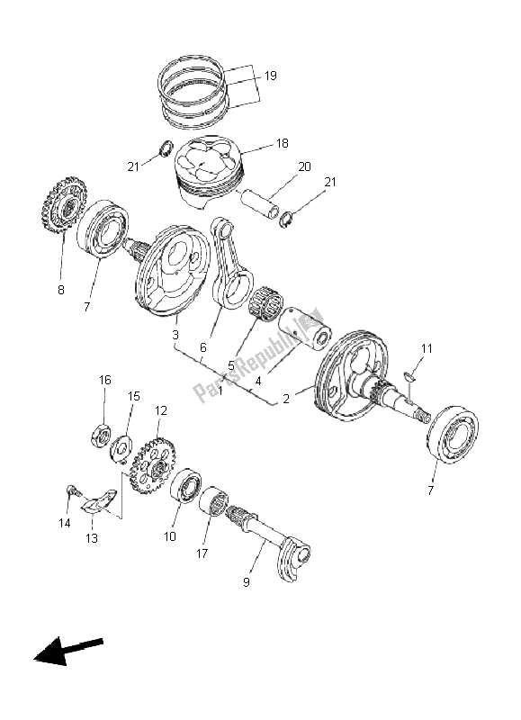 All parts for the Crankshaft & Piston of the Yamaha WR 250F 2011