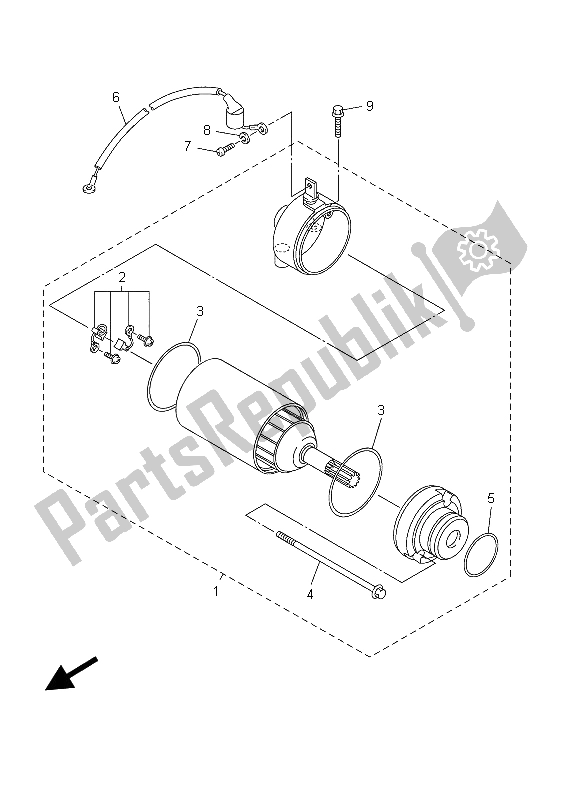 All parts for the Starting Motor of the Yamaha WR 250F 2003