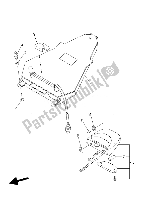 All parts for the Taillight of the Yamaha YZF R6 600 2010