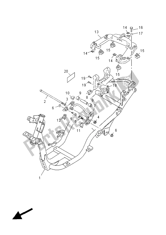 All parts for the Frame of the Yamaha YN 50 FMU 2014