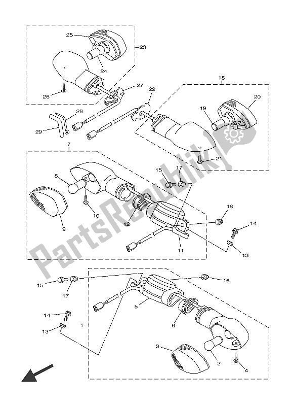 Todas las partes para Luz Intermitente de Yamaha VMX 17 1700 2016