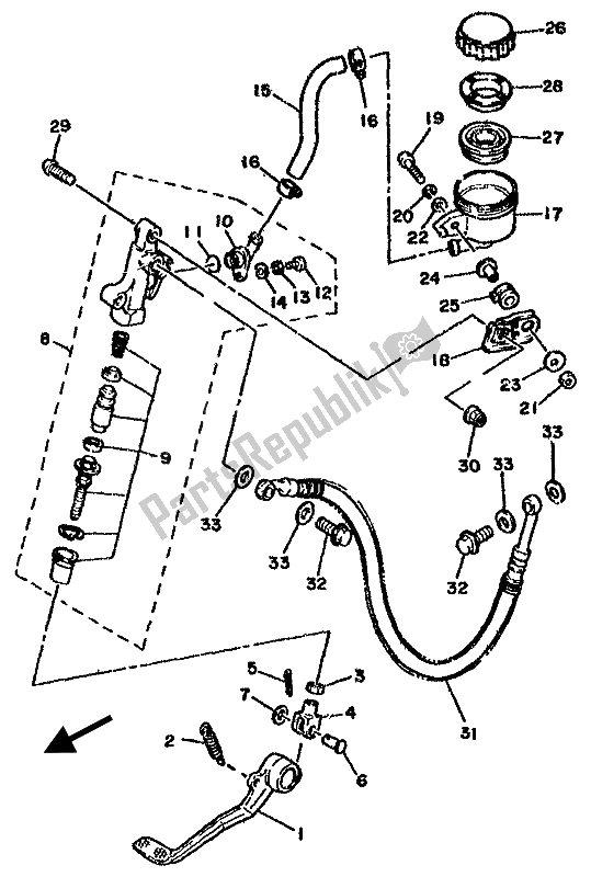 Todas las partes para Cilindro Maestro Trasero de Yamaha RD 500 LC 1985