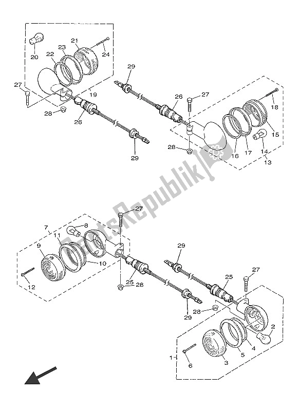 All parts for the Flasher Light of the Yamaha SR 400 2016