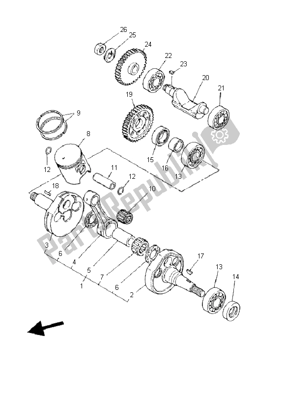 Toutes les pièces pour le Vilebrequin Et Piston du Yamaha DT 125 RE 2006