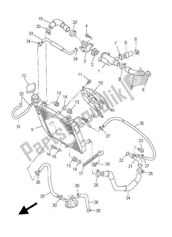 All parts for the Radiator & Hose of the Yamaha YZF R1 1000 1999