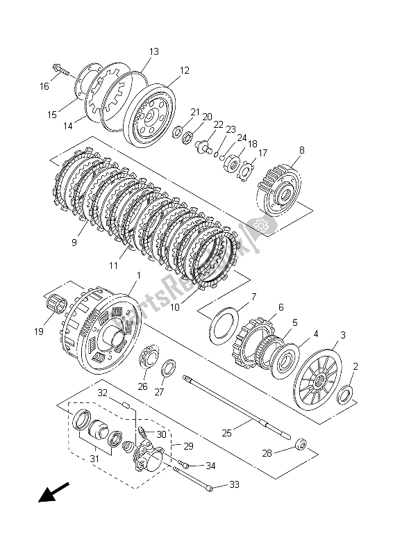 All parts for the Clutch of the Yamaha YZF R7 700 1999