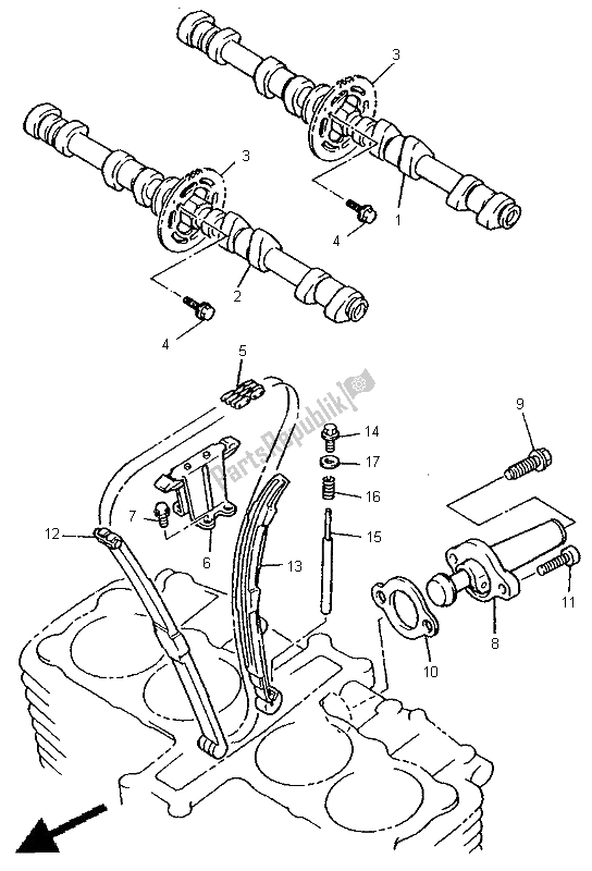 Todas as partes de árvore De Cames E Corrente do Yamaha XJR 1200 SP 1998