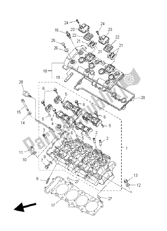 All parts for the Cylinder Head of the Yamaha FZ1 SA Fazer 1000 2009