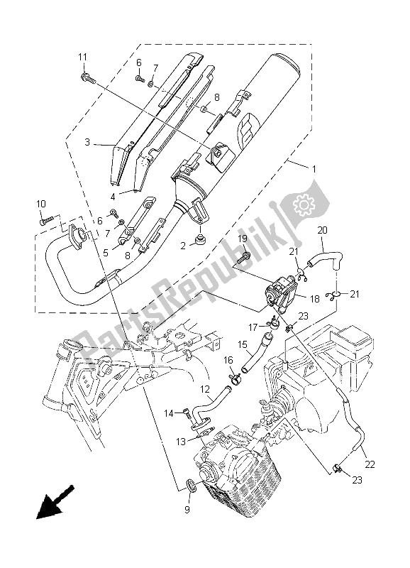 All parts for the Exhaust of the Yamaha YBR 125 ED 2005