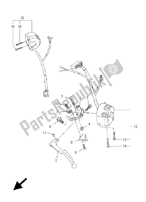 All parts for the Handle Switch & Lever of the Yamaha FZ1 N Fazer 1000 2011