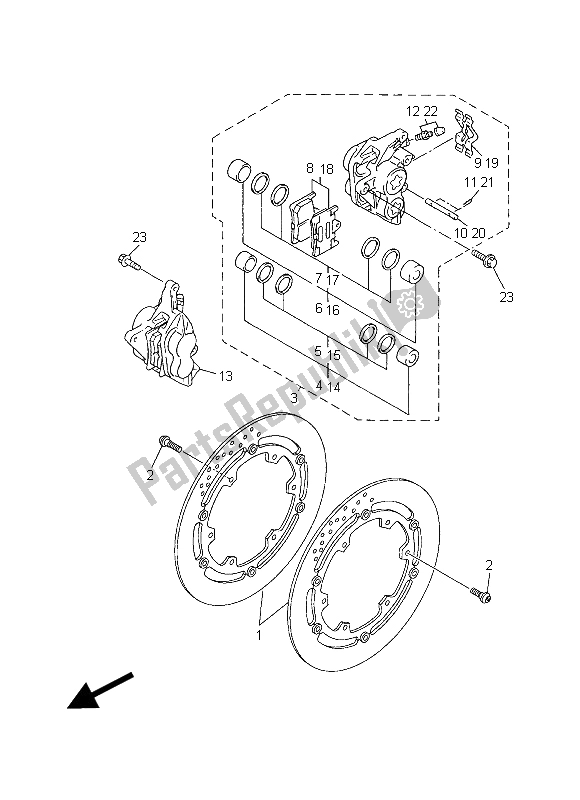 All parts for the Front Brake Caliper of the Yamaha XJR 1300C 2015