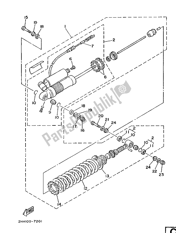 Toutes les pièces pour le Suspension Arrière du Yamaha YZ 250 1987