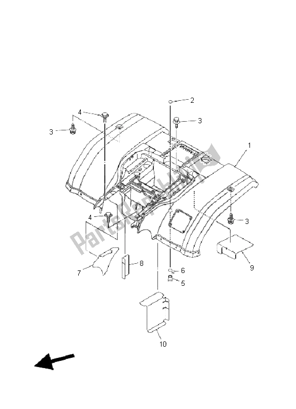 All parts for the Rear Fender of the Yamaha YFM 350F Grizzly 4X4 2008