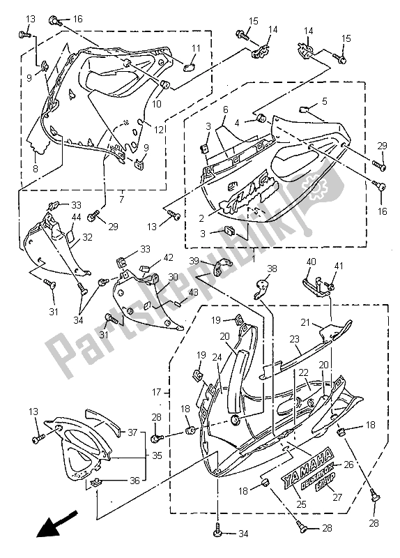 Toutes les pièces pour le Capot 2 du Yamaha YZF 1000R Thunderace 1997