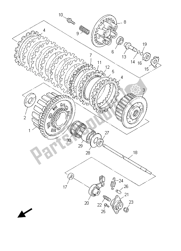 All parts for the Clutch of the Yamaha FZS 600 Fazer 2003