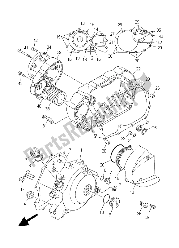 All parts for the Crankcase Cover 1 of the Yamaha XVS 650A Dragstar Classic 1999