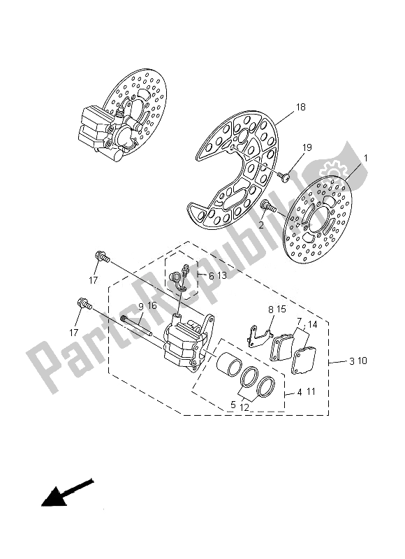 All parts for the Front Brake Caliper of the Yamaha YFM 350R Raptor 2013