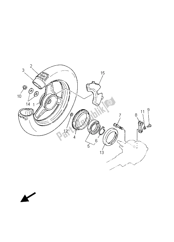 All parts for the Rear Wheel of the Yamaha PW 50 2003