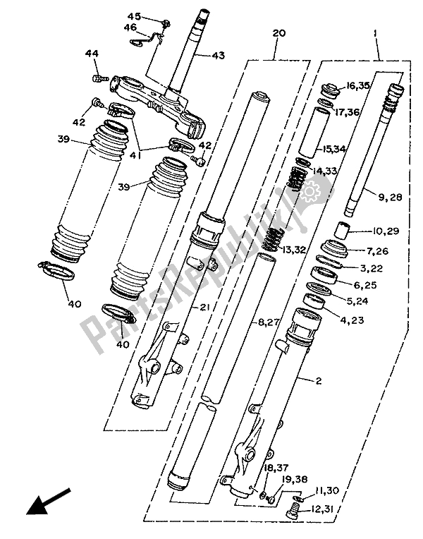 Todas las partes para Tenedor Frontal de Yamaha XTZ 750 Supertenere 1989