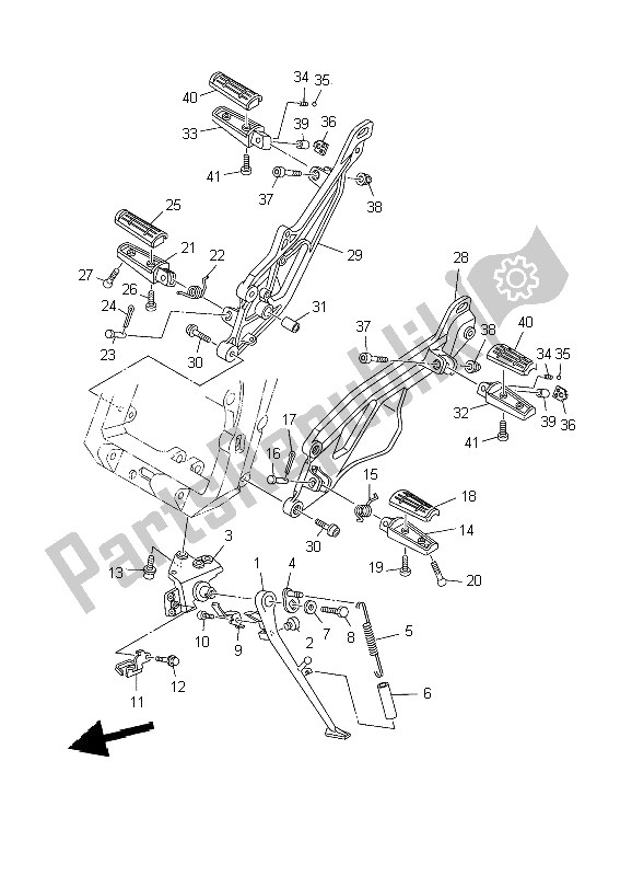 All parts for the Stand & Footrest of the Yamaha TDM 900 2009