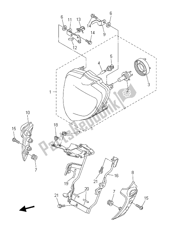 All parts for the Headlight of the Yamaha FZ6 N Fazer 600 2006