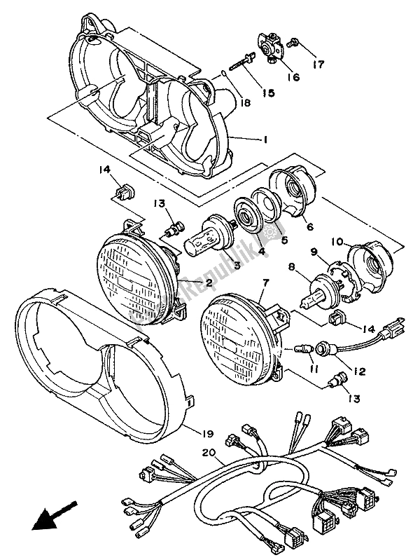 Toutes les pièces pour le Phare du Yamaha XTZ 750 Supertenere 1994