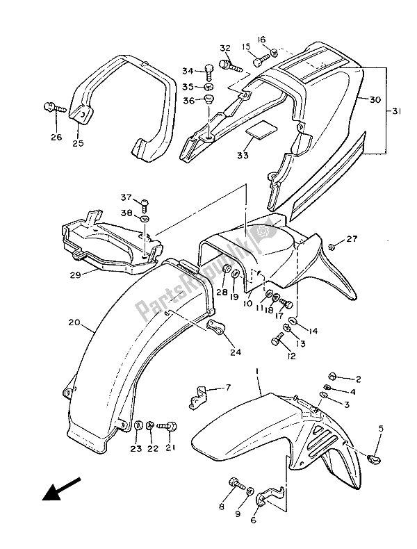 All parts for the Fender of the Yamaha XJ 900F 1987