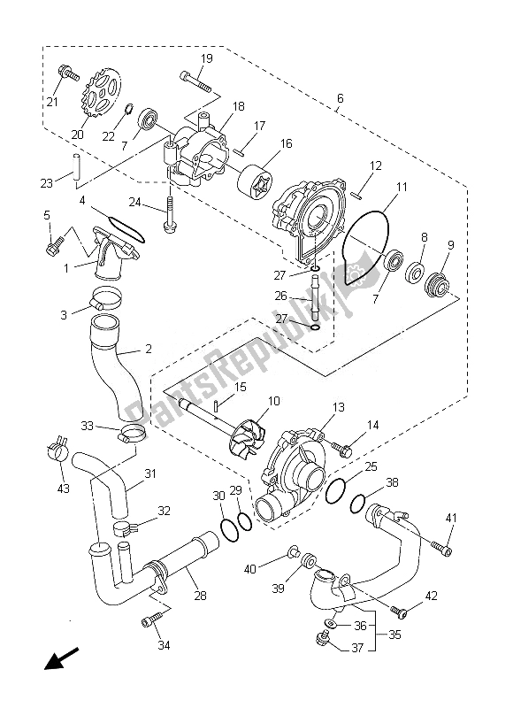 Toutes les pièces pour le Pompe à Eau du Yamaha FZ8 SA 800 2013