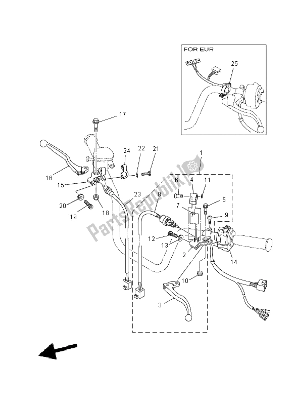 All parts for the Handle Switch & Lever of the Yamaha YFM 125 Grizzly 2X4 2012