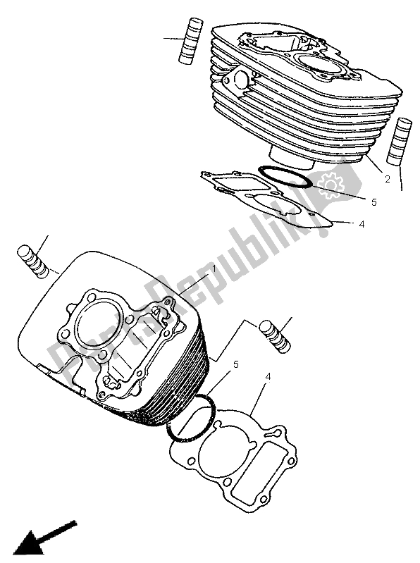 All parts for the Cylinder of the Yamaha XV 250 S Virago 1998