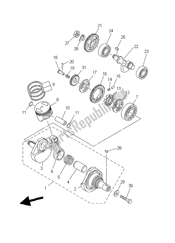 All parts for the Crankshaft & Piston of the Yamaha TW 125 2002