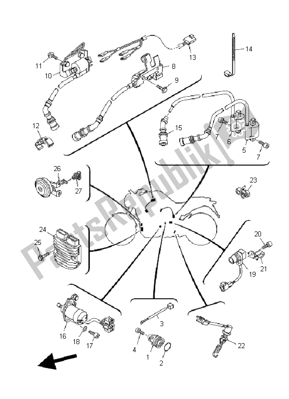 Wszystkie części do Elektryczny 1 Yamaha MT 01 1670 2007