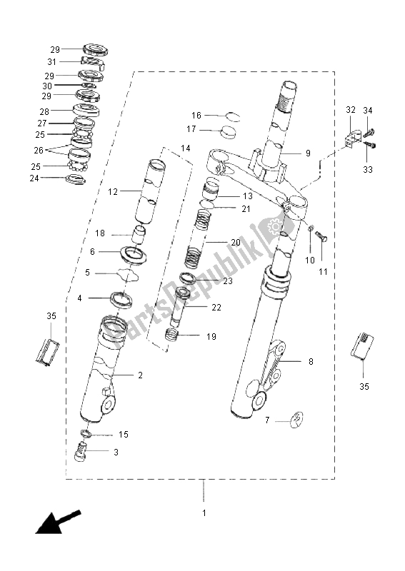 All parts for the Front Fork of the Yamaha CW 50N BWS 2008