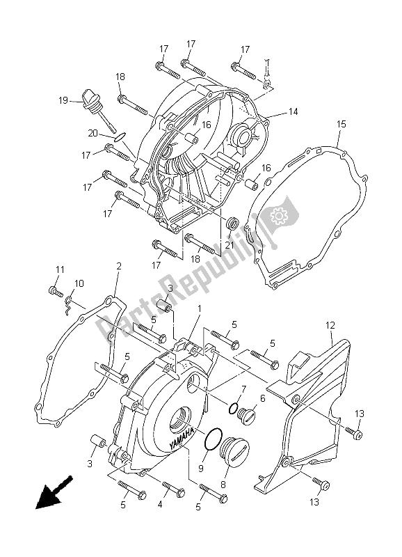 All parts for the Crankcase Cover 1 of the Yamaha YBR 125 ED 2005