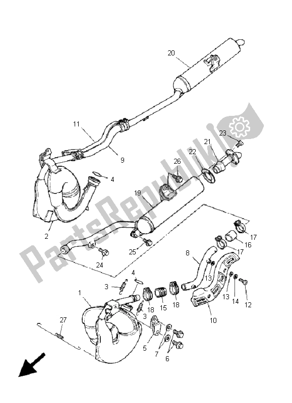 All parts for the Exhaust of the Yamaha YFZ 350 Banshee 2009