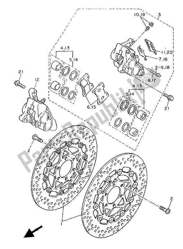 All parts for the Front Brake Caliper of the Yamaha V MAX 12 1200 1993